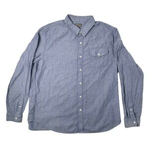 Bean Signature Slim Fit Button‎ Down Shirt Mens XL Blue Chambray Minimalist